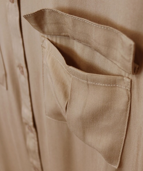 andme（アンドミー）の「レーヨン長袖シャツワンピース（シャツワンピース・レディース・カーキ/ブラック/ベージュ/グレー系その他・M/L）」の20枚目の写真