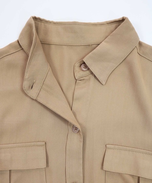 andme（アンドミー）の「レーヨン長袖シャツワンピース（シャツワンピース・レディース・カーキ/ブラック/ベージュ/グレー系その他・M/L）」の16枚目の写真