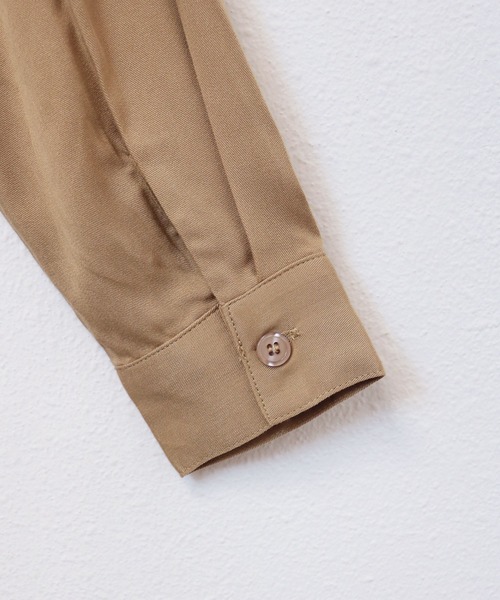 andme（アンドミー）の「レーヨン長袖シャツワンピース（シャツワンピース・レディース・カーキ/ブラック/ベージュ/グレー系その他・M/L）」の15枚目の写真