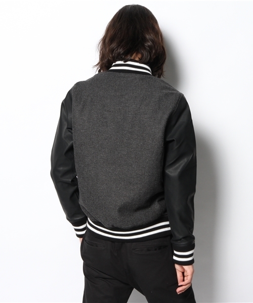 WEGO（ウィゴー）の「WEGO/ツイードスタジャン（スタジャン・メンズ・ダークグレー/ネイビー・MEDIUM/LARGE）」の3枚目の写真
