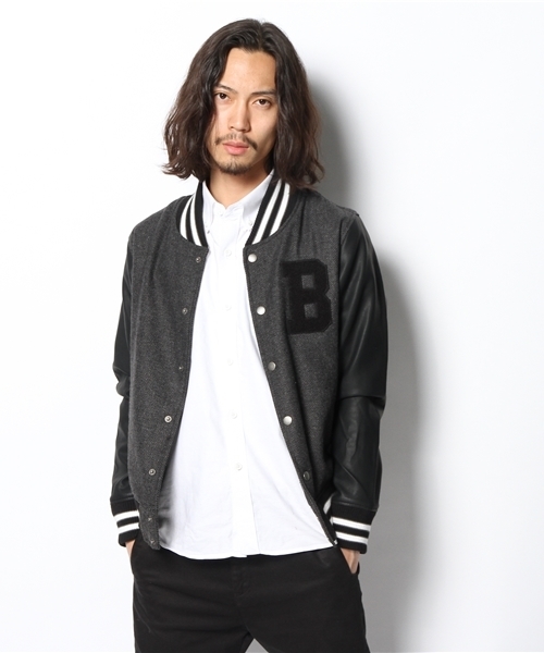 WEGO（ウィゴー）の「WEGO/ツイードスタジャン（スタジャン・メンズ・ダークグレー/ネイビー・MEDIUM/LARGE）」の4枚目の写真