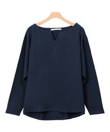 綿100％キーネック長袖カットソー　ロンT