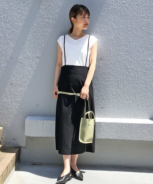 PICCIN（ピッチン）の「セミタイトジャンパースカート（ワンピース・レディース・ベージュ/ブラック・M）」の2枚目の写真