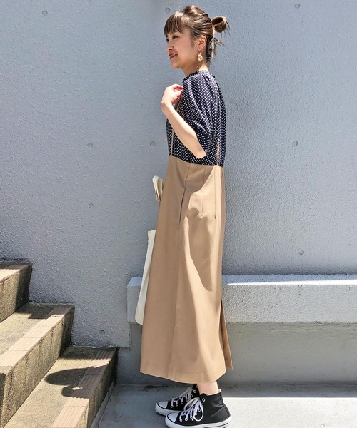 PICCIN（ピッチン）の「セミタイトジャンパースカート（ワンピース・レディース・ベージュ/ブラック・M）」の14枚目の写真