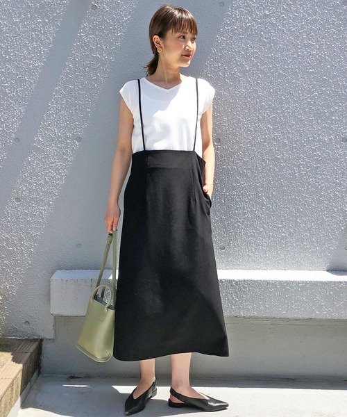 PICCIN（ピッチン）の「セミタイトジャンパースカート（ワンピース・レディース・ベージュ/ブラック・M）」の18枚目の写真