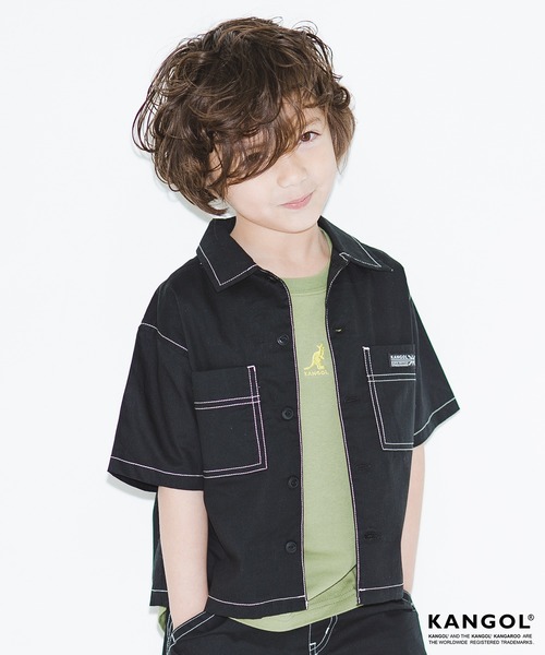 KANGOL（カンゴール）の「【KANGOL×RADCHAP】半袖ワークシャツ（シャツ/ブラウス・キッズ・オレンジ/ブラック・130cm/150cm/120cm/140cm/100cm/110cm/90cm）」の2枚目の写真