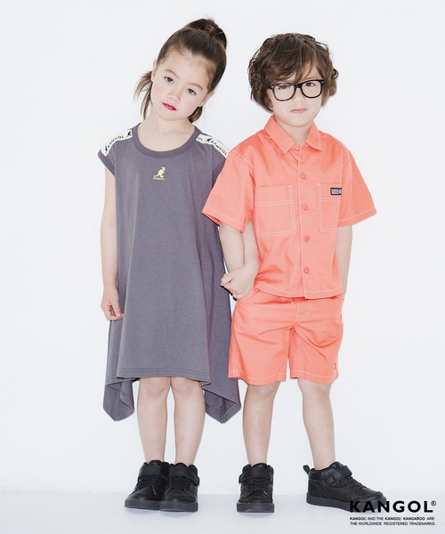KANGOL（カンゴール）の「【KANGOL×RADCHAP】半袖ワークシャツ（シャツ/ブラウス・キッズ・オレンジ/ブラック・130cm/150cm/120cm/140cm/100cm/110cm/90cm）」の4枚目の写真