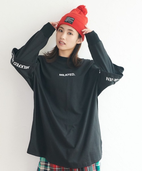 MILKFED.(ミルクフェド)の「LAYERED SLEEVE LOGO TOP(Tシャツ/カットソー・レディース・ホワイト/ブラック/ライトグリーン・ONE SIZE)」の3枚目の写真