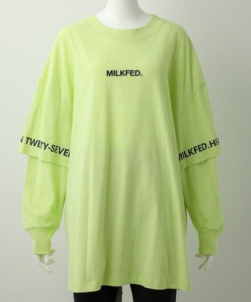 MILKFED.(ミルクフェド)の「LAYERED SLEEVE LOGO TOP(Tシャツ/カットソー・レディース・ホワイト/ブラック/ライトグリーン・ONE SIZE)」の10枚目の写真