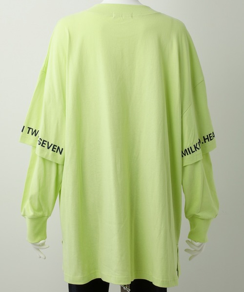 MILKFED.(ミルクフェド)の「LAYERED SLEEVE LOGO TOP(Tシャツ/カットソー・レディース・ホワイト/ブラック/ライトグリーン・ONE SIZE)」の8枚目の写真
