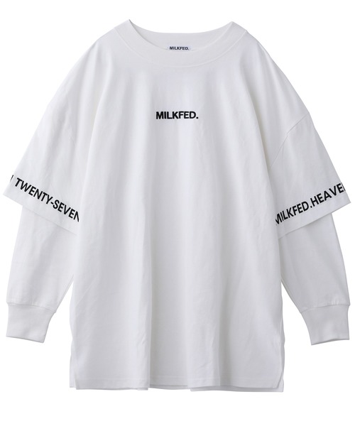 MILKFED.(ミルクフェド)の「LAYERED SLEEVE LOGO TOP(Tシャツ/カットソー・レディース・ホワイト/ブラック/ライトグリーン・ONE SIZE)」の17枚目の写真