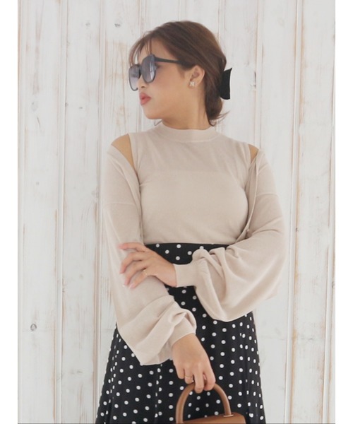 ROYAL PARTY（ロイヤルパーティー）の「プチハイネックノースリーブシアートップス（タンクトップ・レディース・ベージュ/ブラウン/ブラック・FREE）」の3枚目の写真