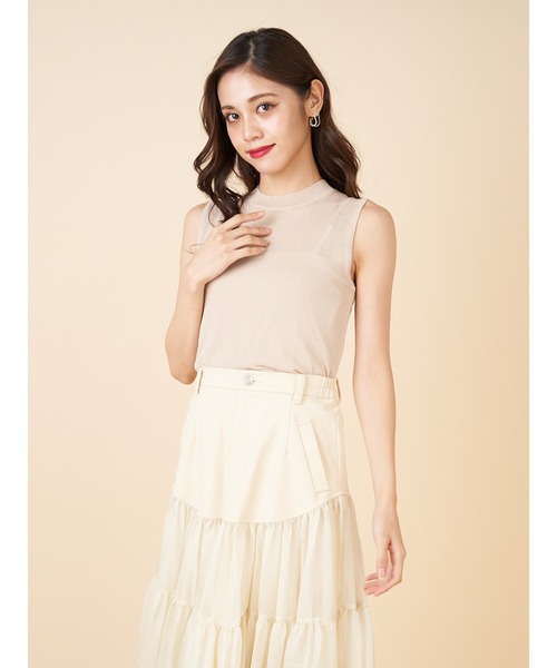 ROYAL PARTY（ロイヤルパーティー）の「プチハイネックノースリーブシアートップス（タンクトップ・レディース・ベージュ/ブラウン/ブラック・FREE）」の5枚目の写真