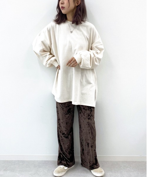 apres jour mignon（アプレジュールミニョン）の「スリット入りBIGロンT【ZOZOTOWN限定アイテム】（Tシャツ/カットソー・レディース・アイボリー/ブラック/ダークパープル/オフホワイト・フリー）」の18枚目の写真