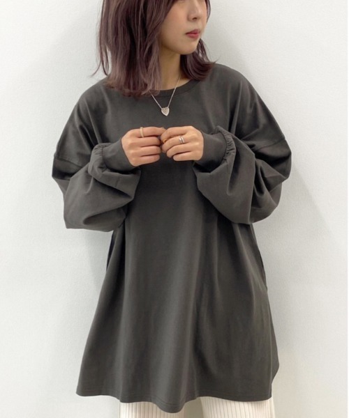 apres jour mignon（アプレジュールミニョン）の「スリット入りBIGロンT【ZOZOTOWN限定アイテム】（Tシャツ/カットソー・レディース・アイボリー/ブラック/ダークパープル/オフホワイト・フリー）」の20枚目の写真