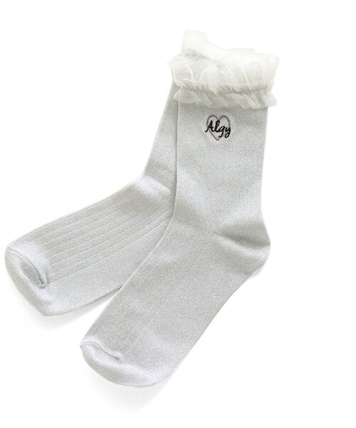 algy（アルジー）の「■チュールフリルラメクルーソックス（ソックス/靴下・キッズ・ブラック/シルバー/ゴールド・24/21）」の2枚目の写真