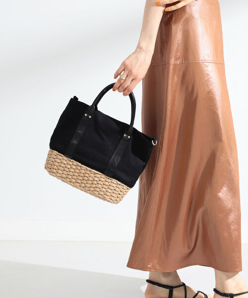 Ray BEAMS（レイビームス）の「Ray BEAMS / キャンバス カゴ トートバッグ（トートバッグ・レディース・ブラック/ホワイト・ONE SIZE）」の2枚目の写真