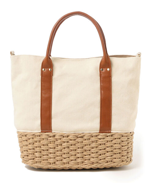 Ray BEAMS（レイビームス）の「Ray BEAMS / キャンバス カゴ トートバッグ（トートバッグ・レディース・ブラック/ホワイト・ONE SIZE）」の5枚目の写真