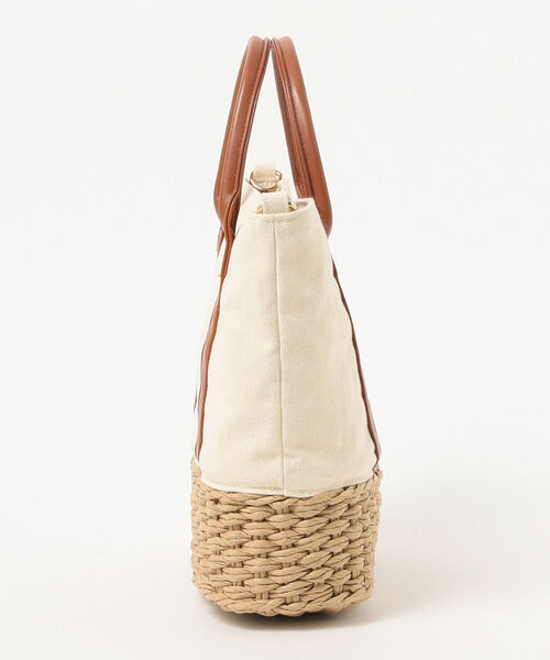 Ray BEAMS（レイビームス）の「Ray BEAMS / キャンバス カゴ トートバッグ（トートバッグ・レディース・ブラック/ホワイト・ONE SIZE）」の6枚目の写真