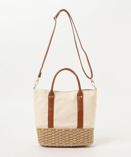 Ray BEAMS（レイビームス）の「Ray BEAMS / キャンバス カゴ トートバッグ（トートバッグ・レディース・ブラック/ホワイト・ONE SIZE）」の8枚目の写真