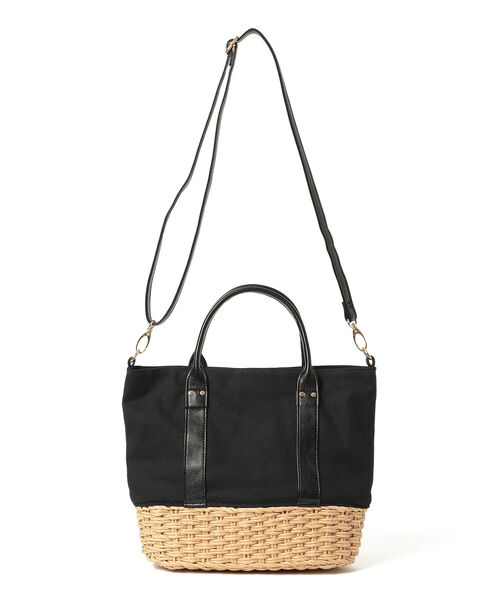 Ray BEAMS（レイビームス）の「Ray BEAMS / キャンバス カゴ トートバッグ（トートバッグ・レディース・ブラック/ホワイト・ONE SIZE）」の12枚目の写真