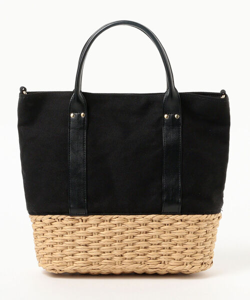 Ray BEAMS（レイビームス）の「Ray BEAMS / キャンバス カゴ トートバッグ（トートバッグ・レディース・ブラック/ホワイト・ONE SIZE）」の14枚目の写真