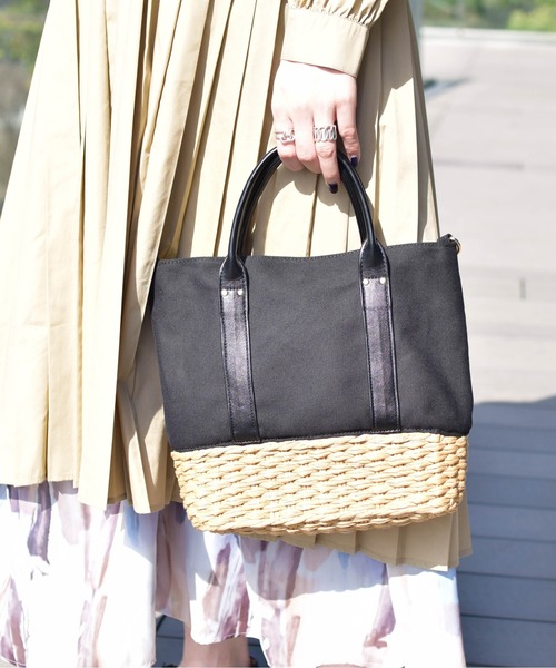 Ray BEAMS（レイビームス）の「Ray BEAMS / キャンバス カゴ トートバッグ（トートバッグ・レディース・ブラック/ホワイト・ONE SIZE）」の20枚目の写真