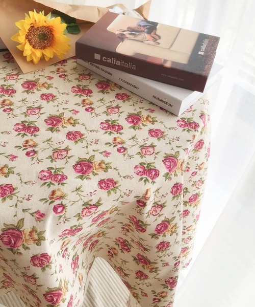 花柄インレイ装飾テーブル 88cmX148cm aimoha（アイモハ）の