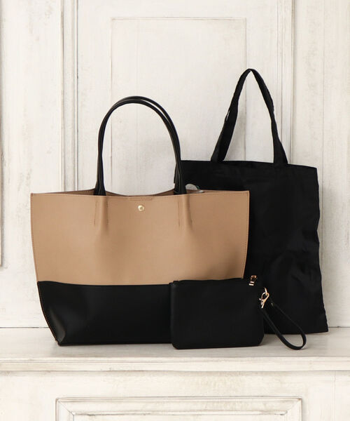 Afternoon Tea アフタヌーンティー の サブバッグ付き軽量バイカラートートバッグ トートバッグ Wear