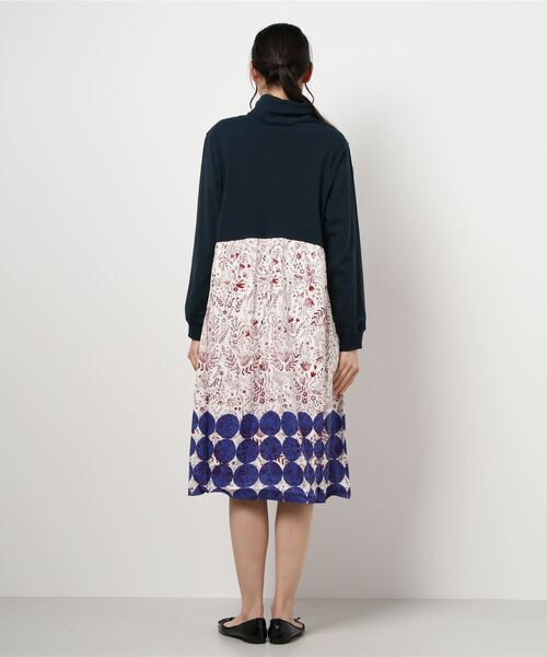 フォークロアドットプリント 天竺ドッキングワンピース