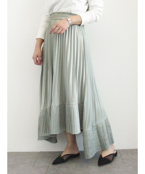 ELENCARE DUE（エレンカーレデュエ）の「・ELENCARE DUE プリーツイレヘムスカート＊（スカート・レディース・オレンジ/ブルー/ミント/グレイッシュベージュ・FREE）」の5枚目の写真