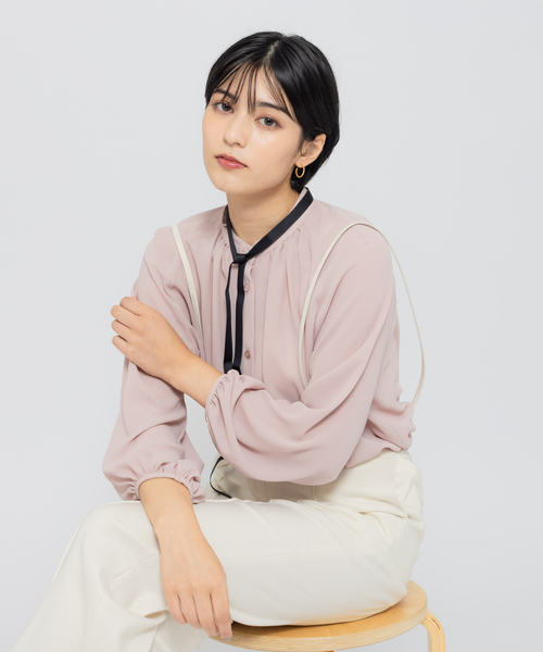 Rouge vif Anna（ルージュヴィフアンナ）の「【WEB限定】リボンタイブラウス（シャツ/ブラウス・レディース・ホワイト/スモークピンク/ベージュ・フリー）」の3枚目の写真
