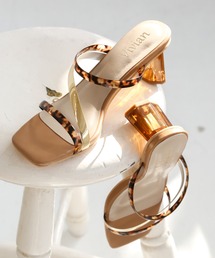 VIVIAN | 【2021年夏新作】スクエアトゥアシメ華奢ストラップクリアヒールサンダル【ナローストラップサンダル】(サンダル)