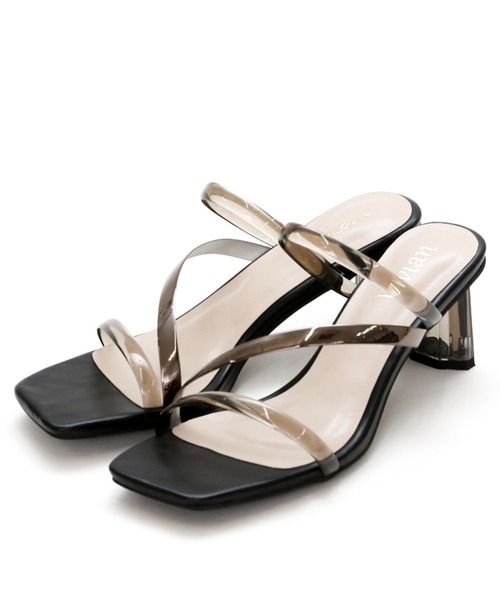 VIVIAN（ヴィヴィアン）の「スクエアトゥアシメ華奢ストラップクリアヒールサンダル（サンダル・レディース・アンティークゴールド/ブラック/ベージュ/シルバー系その他3/ホワイト×レッド・L/S/M/LL）」の21枚目の写真