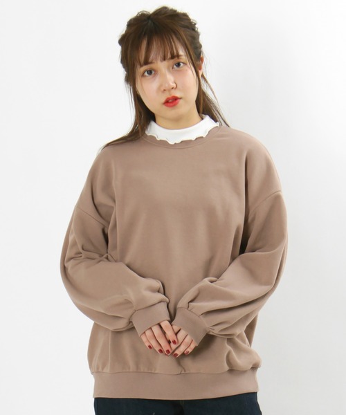 make a ray!(メイク ア レイ!)の「ビッグシルエット スウェット ボリューム袖 クルーネック 無地/ トレーナー(スウェット・レディース・モカ/グレイッシュブルー/チャコールグレー・M/L)」の13枚目の写真