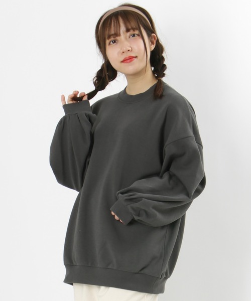 make a ray!(メイク ア レイ!)の「ビッグシルエット スウェット ボリューム袖 クルーネック 無地/ トレーナー(スウェット・レディース・モカ/グレイッシュブルー/チャコールグレー・M/L)」の12枚目の写真