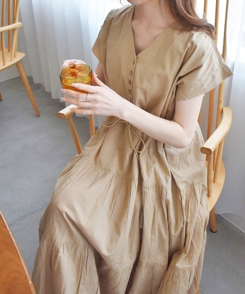 solleim（ソルレム）の「インド綿マキシ丈ティアードワンピース（ワンピース・レディース・パープル/ブラック/ベージュ/グレー・FREE）」の13枚目の写真