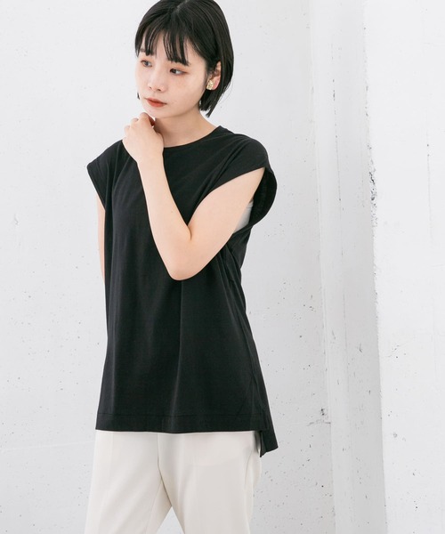 KBF（ケイビーエフ）の「『UR TECH』+抗菌 オーバーサイズコットンタンクトップ（Tシャツ/カットソー・レディース・ベージュ/ブラック/オフホワイト・ONE）」の12枚目の写真