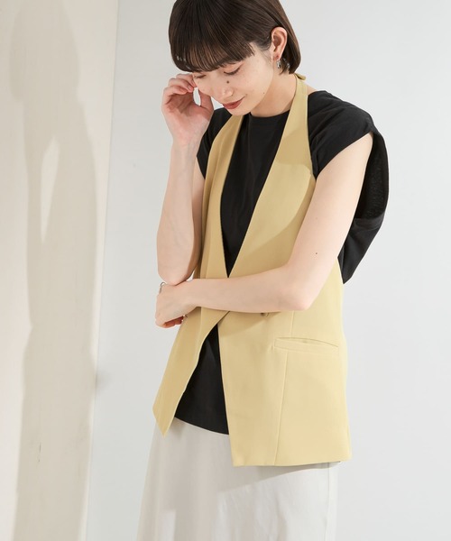 KBF（ケイビーエフ）の「『UR TECH』+抗菌 オーバーサイズコットンタンクトップ（Tシャツ/カットソー・レディース・ベージュ/ブラック/オフホワイト・ONE）」の18枚目の写真