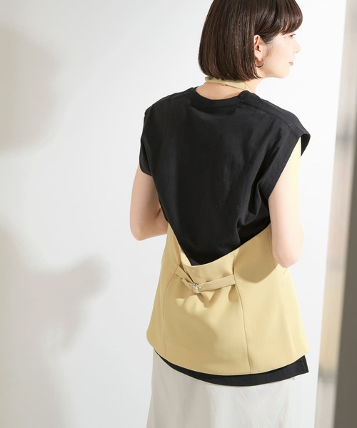 KBF（ケイビーエフ）の「『UR TECH』+抗菌 オーバーサイズコットンタンクトップ（Tシャツ/カットソー・レディース・ベージュ/ブラック/オフホワイト・ONE）」の19枚目の写真