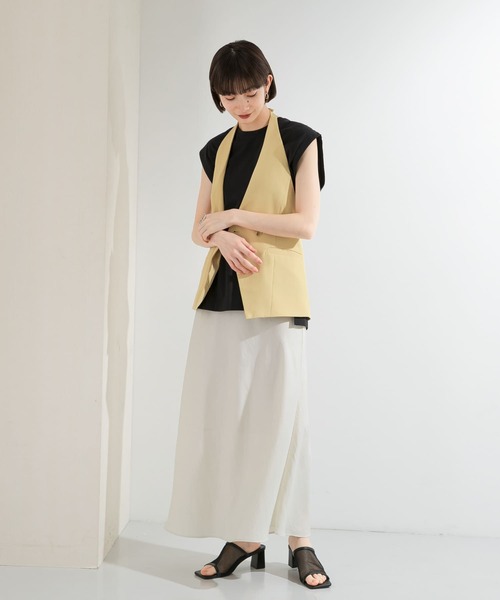 KBF（ケイビーエフ）の「『UR TECH』+抗菌 オーバーサイズコットンタンクトップ（Tシャツ/カットソー・レディース・ベージュ/ブラック/オフホワイト・ONE）」の20枚目の写真