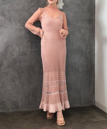 shine openwork ニットキャミワンピースセット