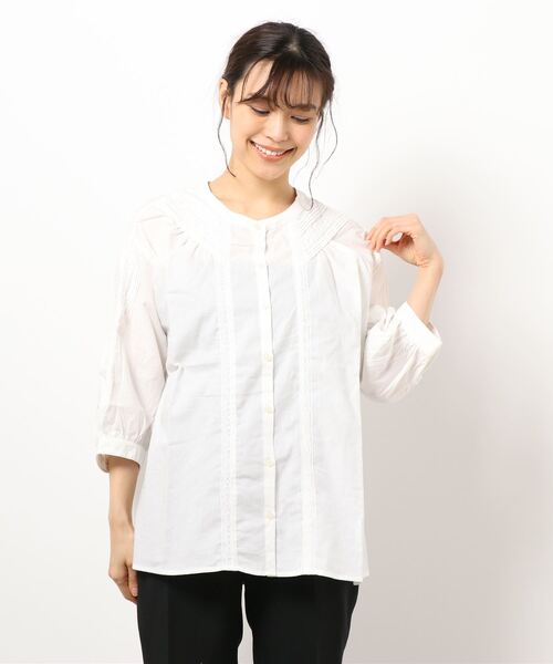 Samansa Mos2（サマンサ モスモス）の「レース前開きブラウス（シャツ/ブラウス・レディース・ブラウン/チャコール/オフホワイト・ﾌﾘ-）」の2枚目の写真