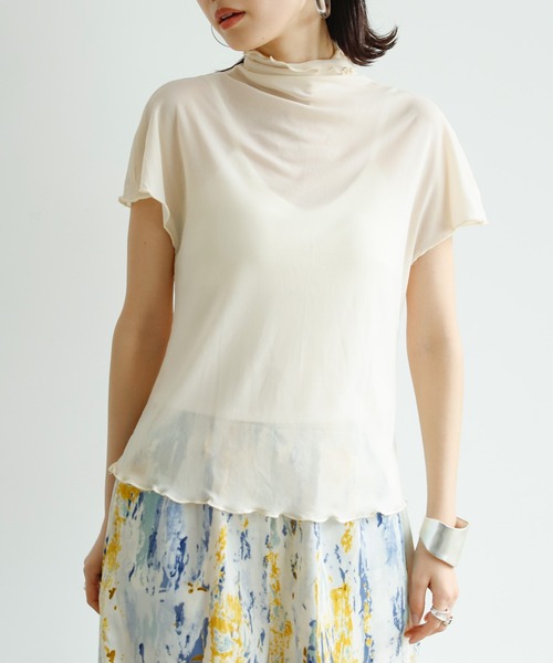 Birthday room（バースデイルーム）の「フレンチ袖シアータートル（Tシャツ/カットソー・レディース・アイボリー/ライトブルー/オレンジ・FREE）」の2枚目の写真