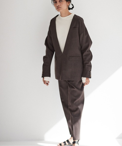 SEA（シー）の「ウール カーブスリーブ ジャケット プルオーバー（テーラードジャケット・レディース・ブラック/ベージュ/ブラウン・ONE SIZE）」の11枚目の写真