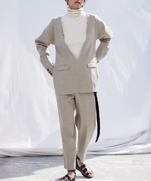 SEA（シー）の「ウール カーブスリーブ ジャケット プルオーバー（テーラードジャケット・レディース・ブラック/ベージュ/ブラウン・ONE SIZE）」の15枚目の写真