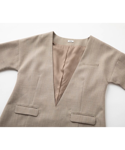 SEA（シー）の「ウール カーブスリーブ ジャケット プルオーバー（テーラードジャケット・レディース・ブラック/ベージュ/ブラウン・ONE SIZE）」の20枚目の写真