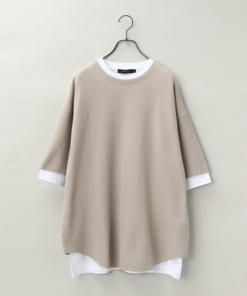 RAGEBLUE(レイジブルー)の「<ワッフルT×無地Tセット>ワッフルレイヤードTシャツ/5分袖/952953(Tシャツ/カットソー・メンズ・ライトブルー/オリーブ/その他19/ベージュ系その他2・MEDIUM/LARGE)」の2枚目の写真