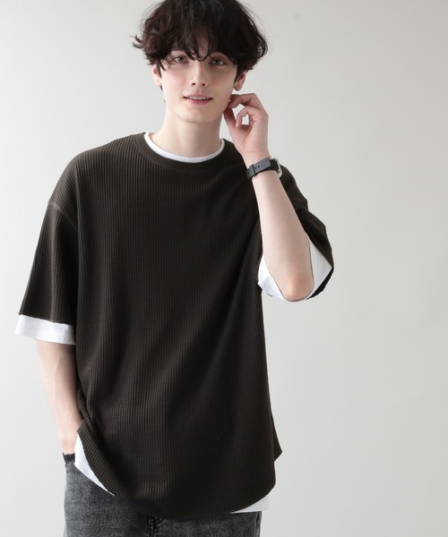 RAGEBLUE(レイジブルー)の「<ワッフルT×無地Tセット>ワッフルレイヤードTシャツ/5分袖/952953(Tシャツ/カットソー・メンズ・ライトブルー/オリーブ/その他19/ベージュ系その他2・MEDIUM/LARGE)」の7枚目の写真