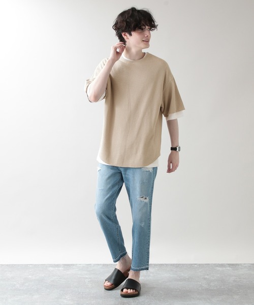 RAGEBLUE(レイジブルー)の「<ワッフルT×無地Tセット>ワッフルレイヤードTシャツ/5分袖/952953(Tシャツ/カットソー・メンズ・ライトブルー/オリーブ/その他19/ベージュ系その他2・MEDIUM/LARGE)」の9枚目の写真